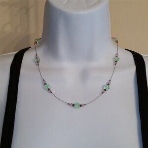 Sterling silver elegant crystal or gemstone necklace boho fine jewelry 90's